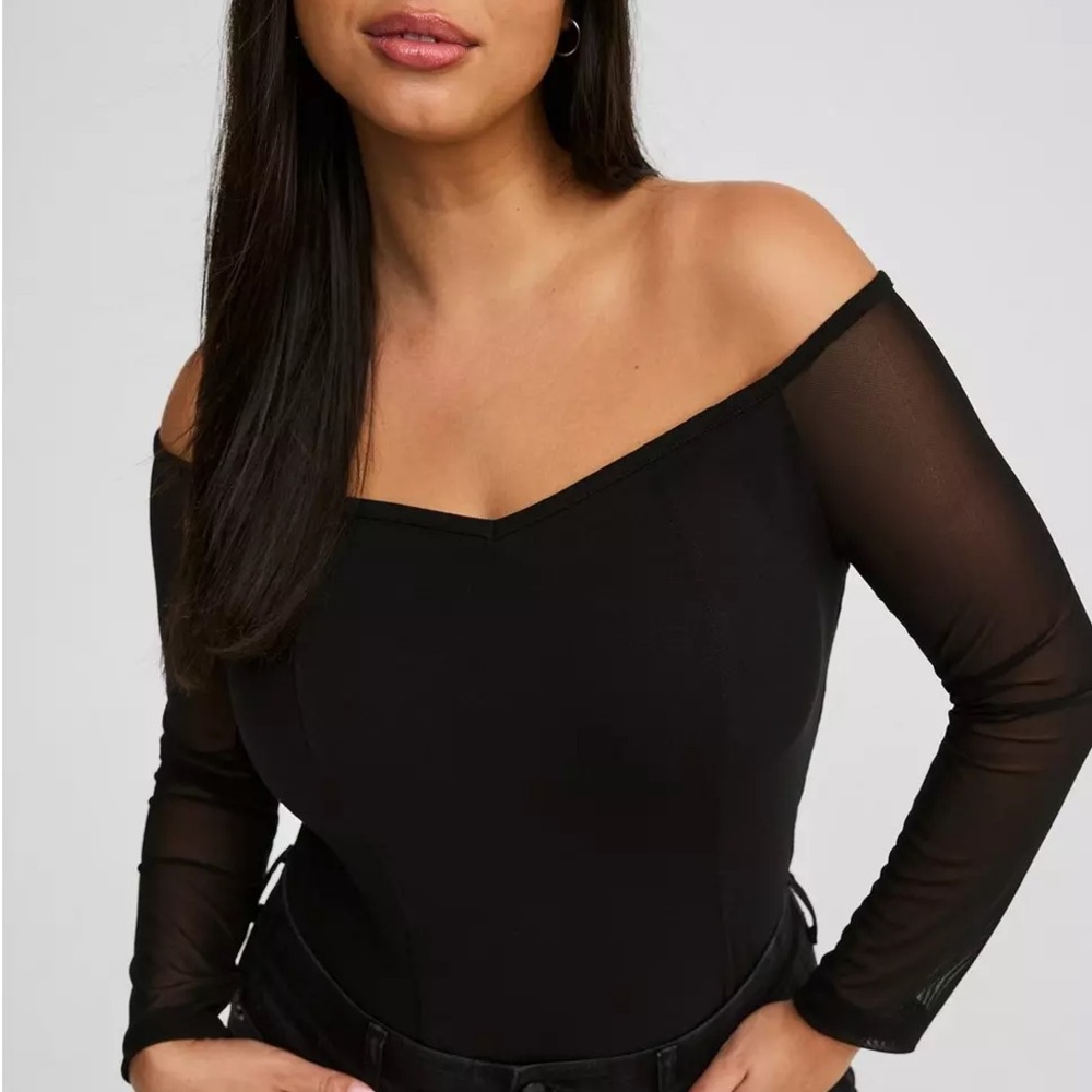 Torrid Mesh Black Off-Shoulder Top
